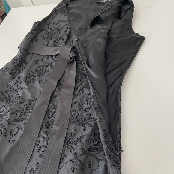 ELIE TAHARI Black 100% Silk MIRI Cocktail Dress Bubble Hem Soutache Detail Small - Picture 6 of 10